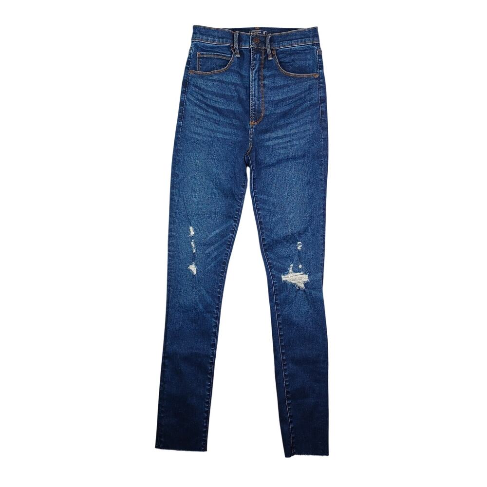 Abercrombie & Fitch Jeans Womens W26/2 Blue Ultra High Rise Super Skinny Raw Hem